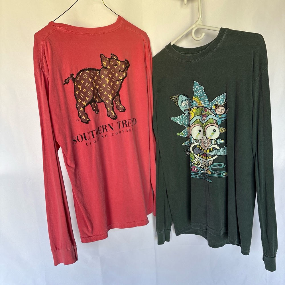 Comfort Colors Kids Long Sleeve Tees in Red and Dark Green - Picture 2 of 4